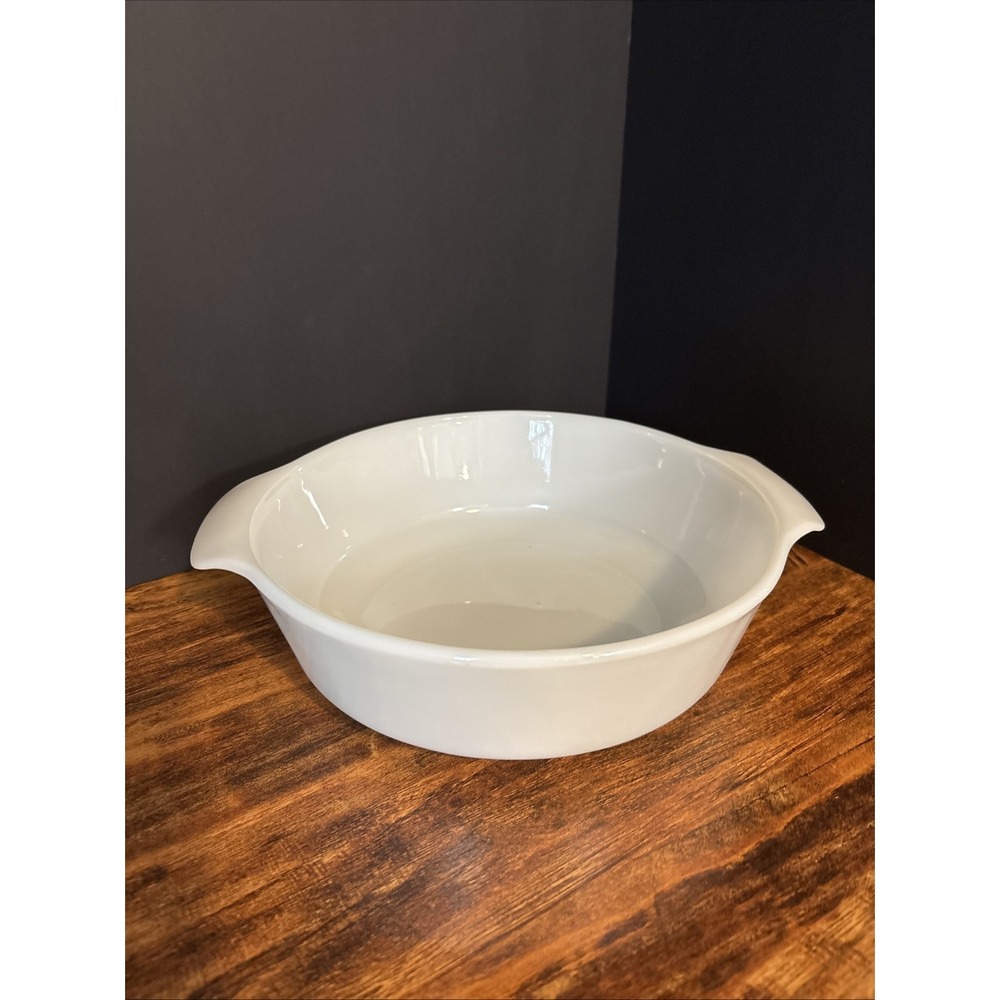 Vintage Fire King 2 Qt White Glass Round Baking Casserole Dish Bowl #438